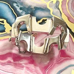 Unique, Heavy, Chunky 970 Silver Taxco Mexico Designer Bracelet - Vintage