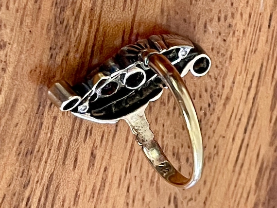 Victorian 18K Diamond and Ruby Navette Ring - Ant… - image 7