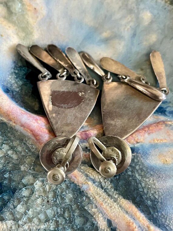 Mexico Silver Abalone Dangle/Drop Screw back Earr… - image 5