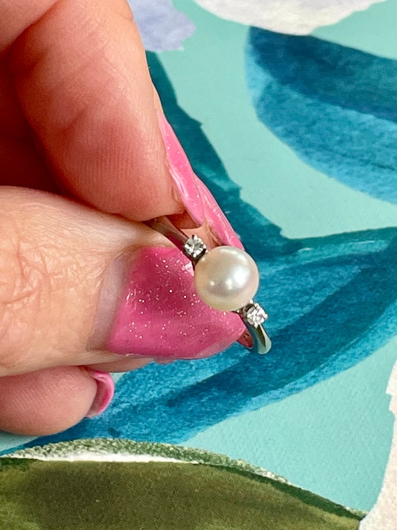 14K Pearl and Diamond ring