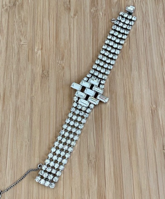 Vintage Weiss Baguette and Round Rhinestone brace… - image 6