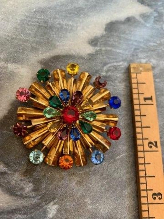 Vintage Coro Craft Multi-color Stone Flower Sterl… - image 7