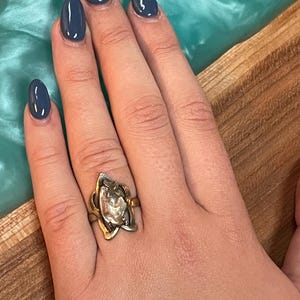 Art Nouveau Sterling Baroque Pearl Ring - Size 7-3/4 - Antique
