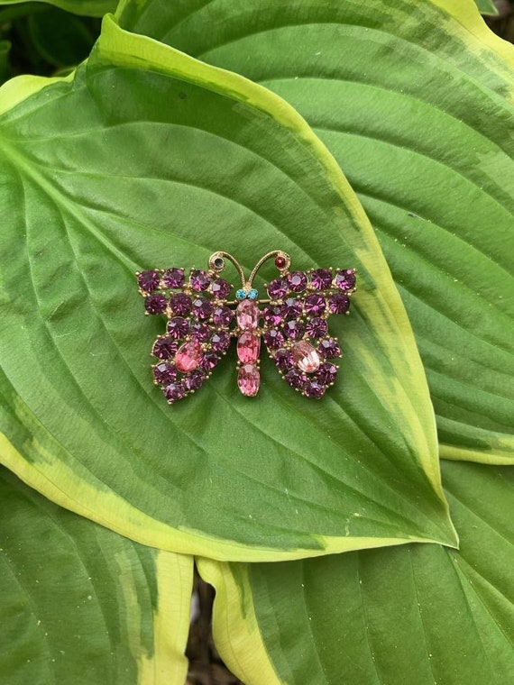 vintage crystal pink butterfly Gem