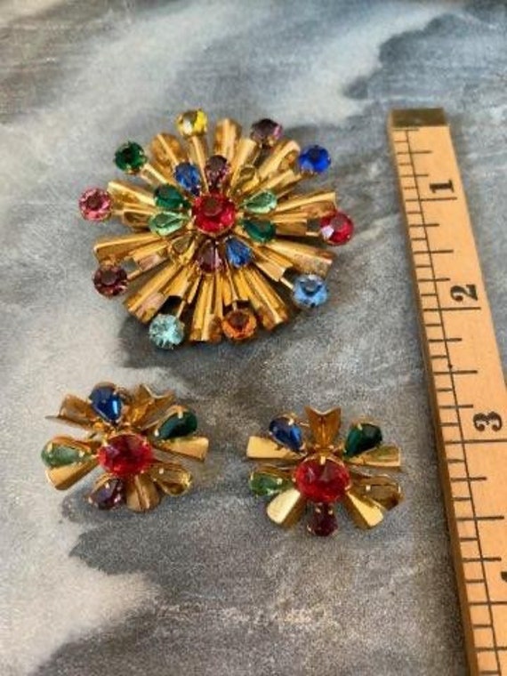 Vintage Coro Craft Multi-color Stone Flower Sterl… - image 5