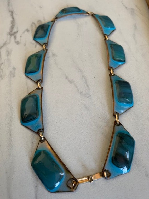 Kaye Denning Blue Bubble Enamel Necklace - Vintage - image 7