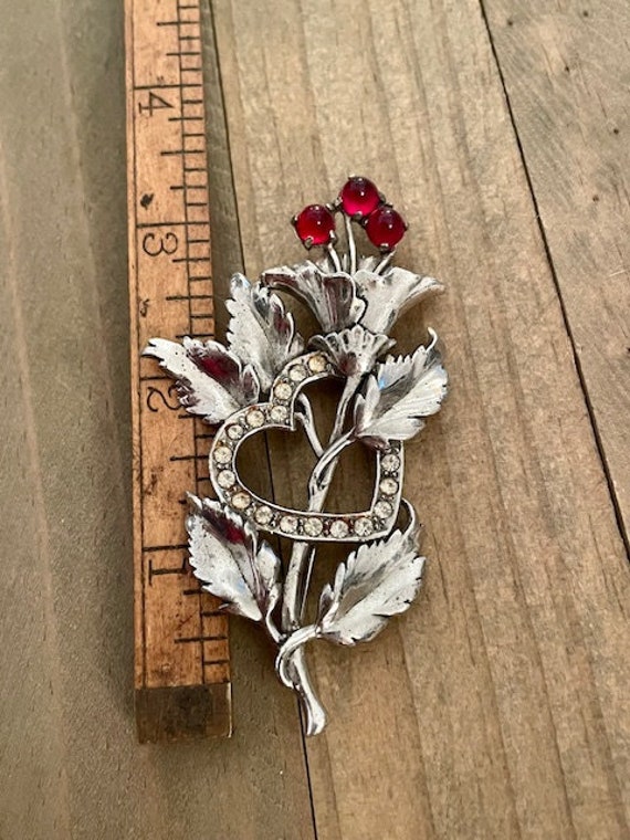 Valentines Red Flower and Heart Sterling Silver B… - image 7