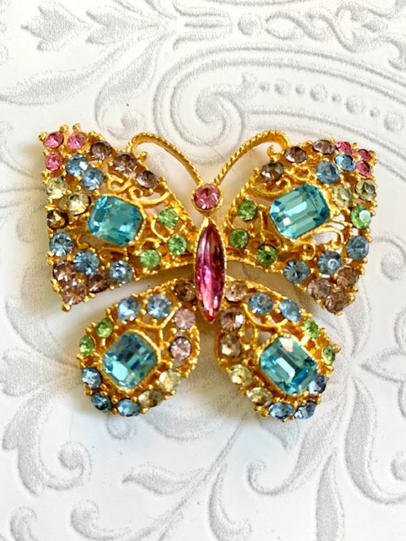 Vintage Colorful Butterfly Brooch Perfect Gifts f… - image 2