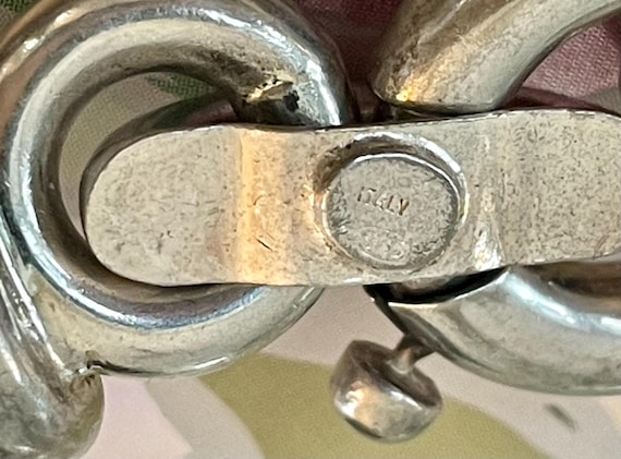 Italy Sterling Silver Chunky Double Loop Link Bra… - image 10
