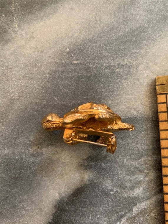 Vintage Gold Tone Tiny Turtle Pin - image 6