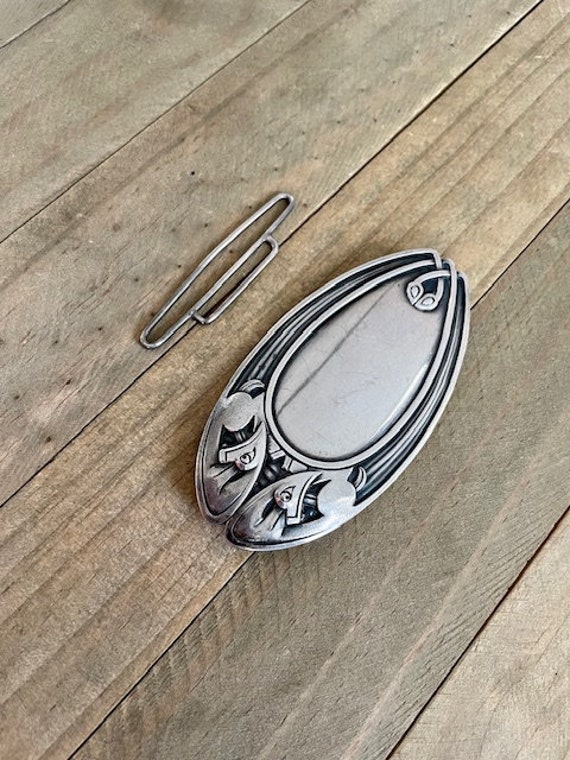 Art Deco Signed Silver Sash Buckle / Belt Buckle -