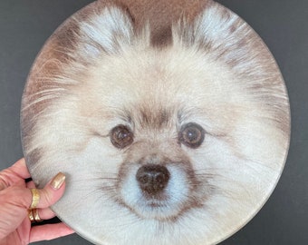 ¡Tabla de cortar de vidrio templado personalizada y redonda de 12"!