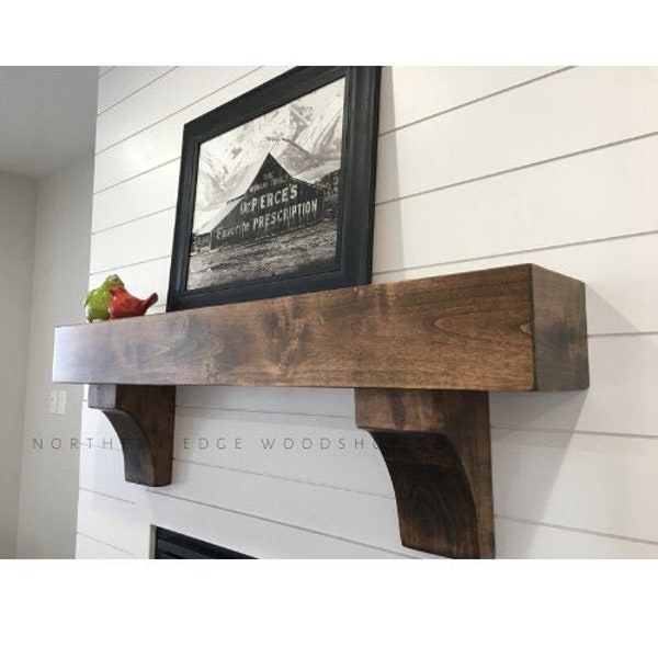 Custom Fireplace Mantel, Fireplace Mantel with Corbels,  Faux Solid Wood Beam, Wood Mantel, Distressed Mantel, Rustic Floating Mantel