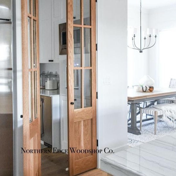 Puertas francesas de madera a medida / Madera maciza estilo antiguo y diseño rústico / Puertas interiores de despensa, francesas y correderas, hechas a mano
