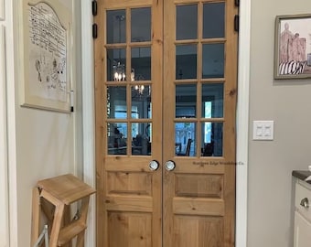 Custom wooden doors, pantry doors, antique design, French doors, raised panel French doors, farmhouse door, French country door, pocket door