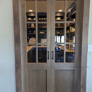 Custom wooden doors, pantry doors, antique design, French doors, raised panel French doors, farmhouse door, French country door, pocket door