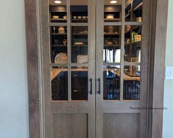 Custom wooden doors, pantry doors, antique design, French doors, raised panel French doors, farmhouse door, French country door, pocket door