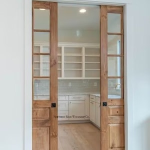 Custom wooden doors, pantry doors, antique design, French doors, raised panel French doors, farmhouse door, French country door, pocket door