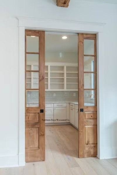Custom wooden doors, pantry doors, antique design, French doors, raised panel French doors, farmhouse door, French country door, pocket door