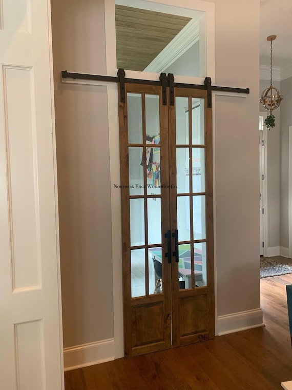 Custom Built Glass French Doors Sliding Barn Door Doors Etsy