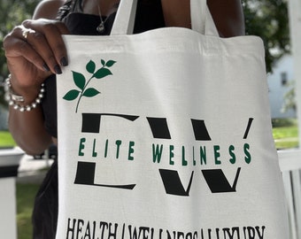 Elite Wellness Canvas Tote Bag | Personalized Tote Bag (Add Your Name) | 100% Cotton