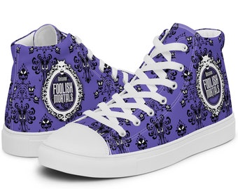 Women’s Haunted Mansion Welcome Foolish Mortals high top canvas shoes