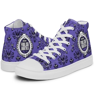 Women’s Haunted Mansion Welcome Foolish Mortals high top canvas shoes