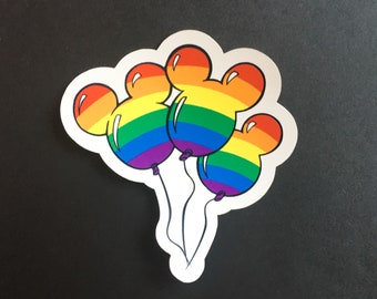 Mickey Rainbow Balloons Sticker & Magnet