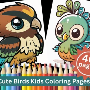 Cute Birds Coloring Pages | Coloring Book for Kids | 40  Coloring Pages | Printable PDF & JPG Instant Instant Download
