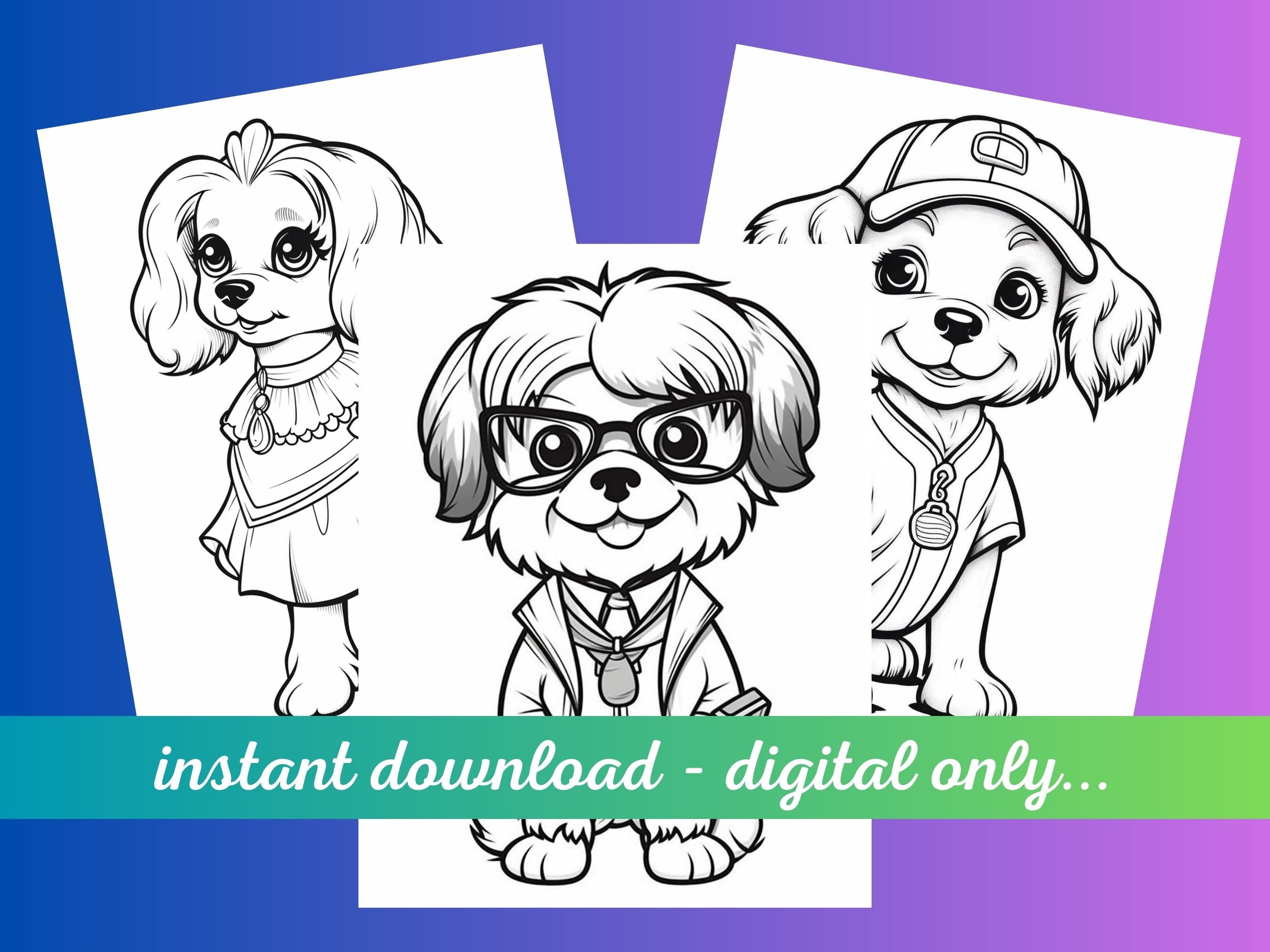 Puppy Dogs Dressed up Creative Coloring Book 50 Pages - Etsy
