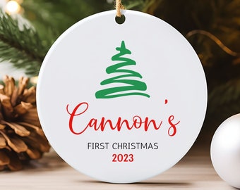 Custom Name Baby's First Christmas Tree Ornament 2023