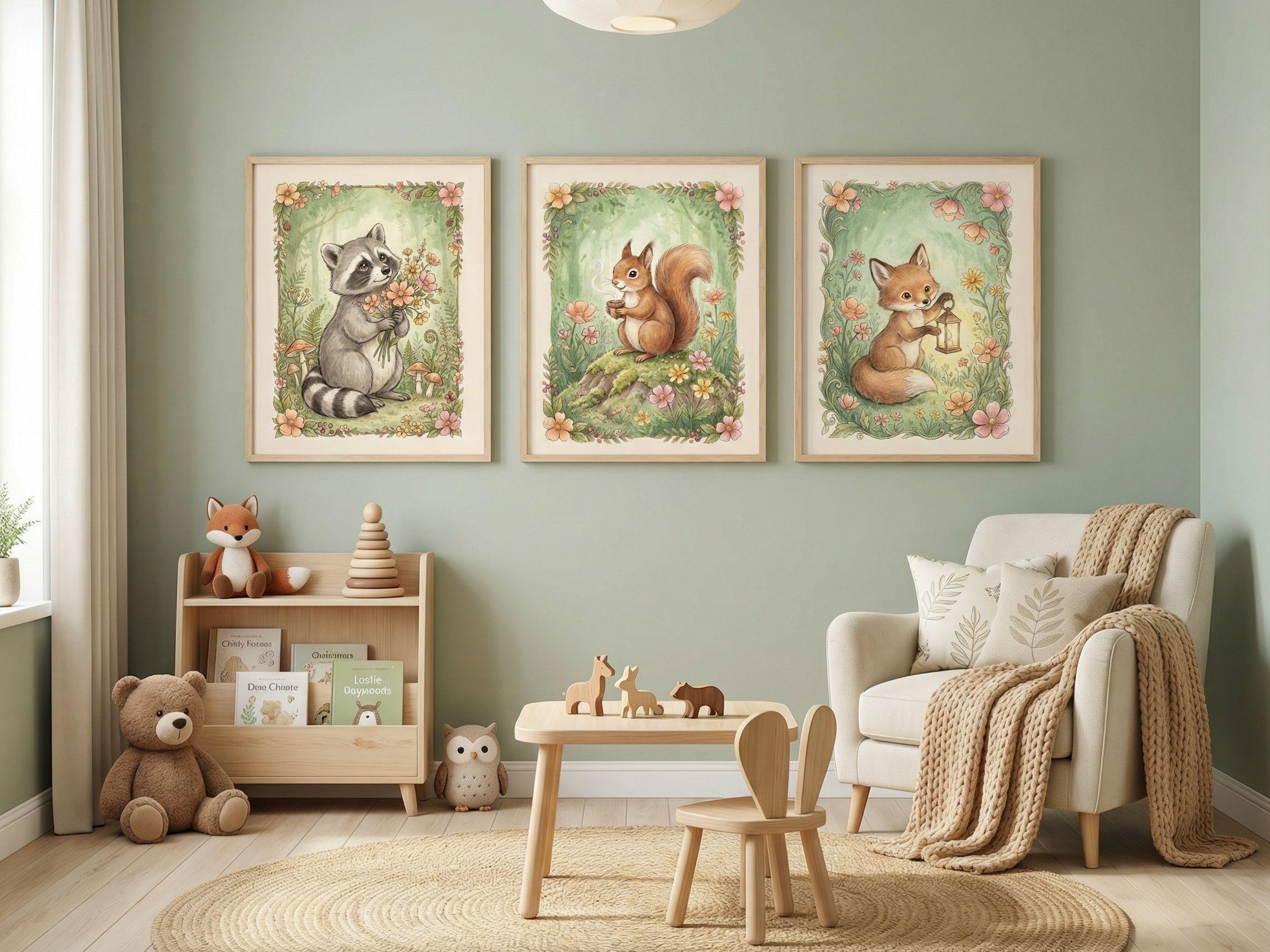 Forest Animal Digital Prints, Set of 6, Woodland Child's Wall Art Decor ...