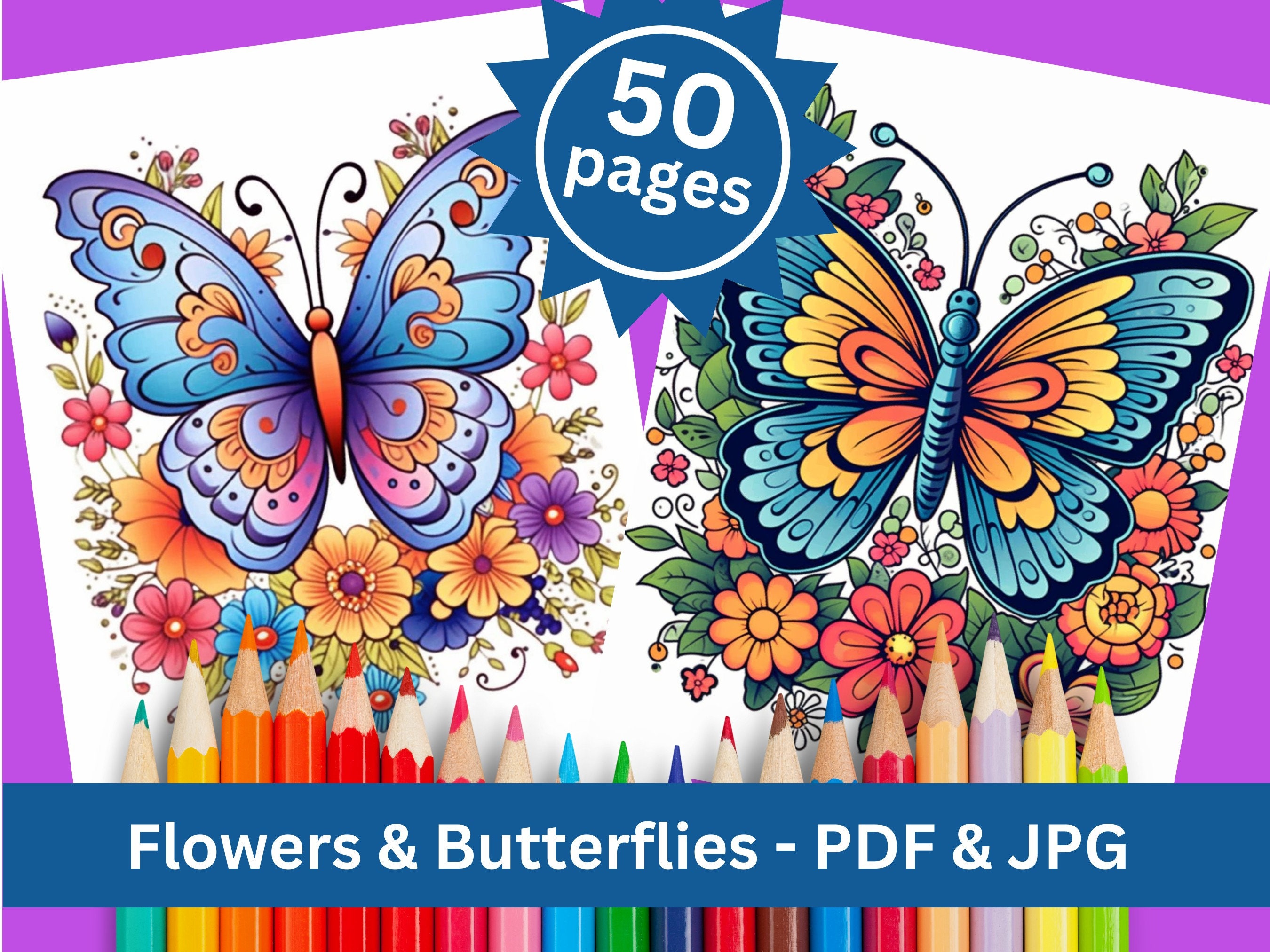 flowers-butterflies-coloring-pages-adult-coloring-book-etsy