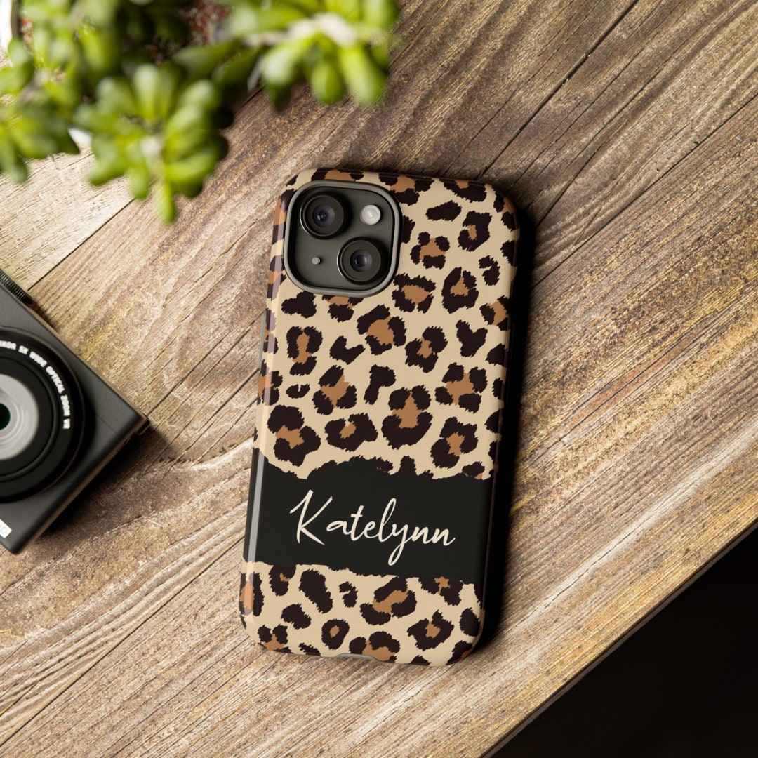Custom Name Phone Case Personalized Colorful Leopard Print Gift Tough ...