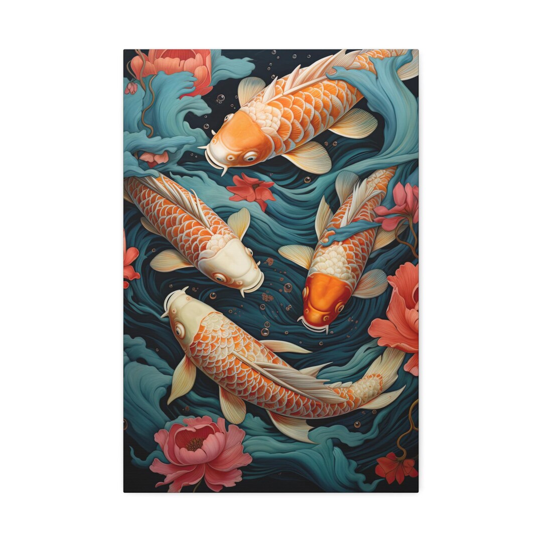 Koi Fish Canvas Print | Modern Asian Wall Art - Etsy