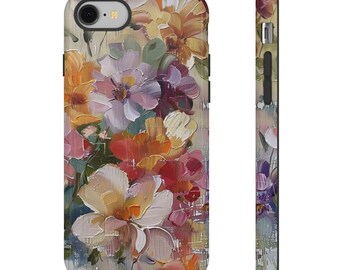 Floral Painting Phone Case: Elegant Spring Flowers - Impact Resistant, TPU Liner, Glossy or Matte Finish for iPhone and Samsung Models