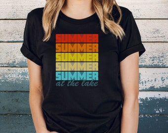 Summer Summer Short Sleeve Black T-Shirt, At the Lake Tee