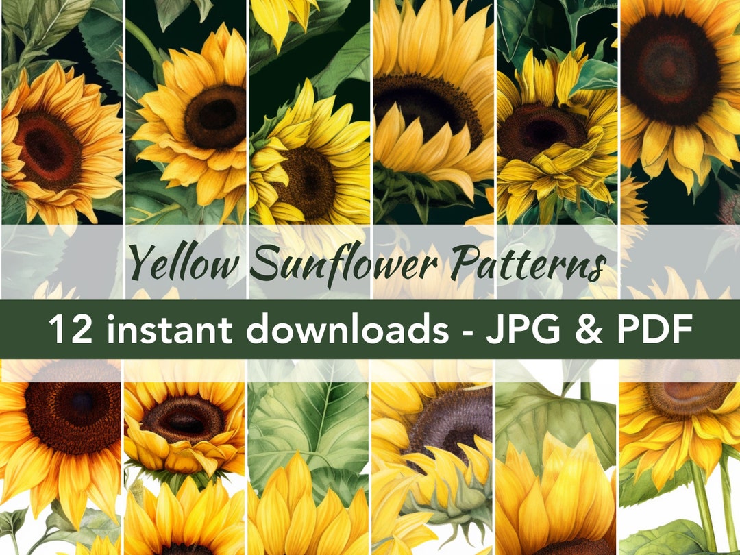 Sunflower Patterns Floral Digital Download: Yellow Blooms, 12