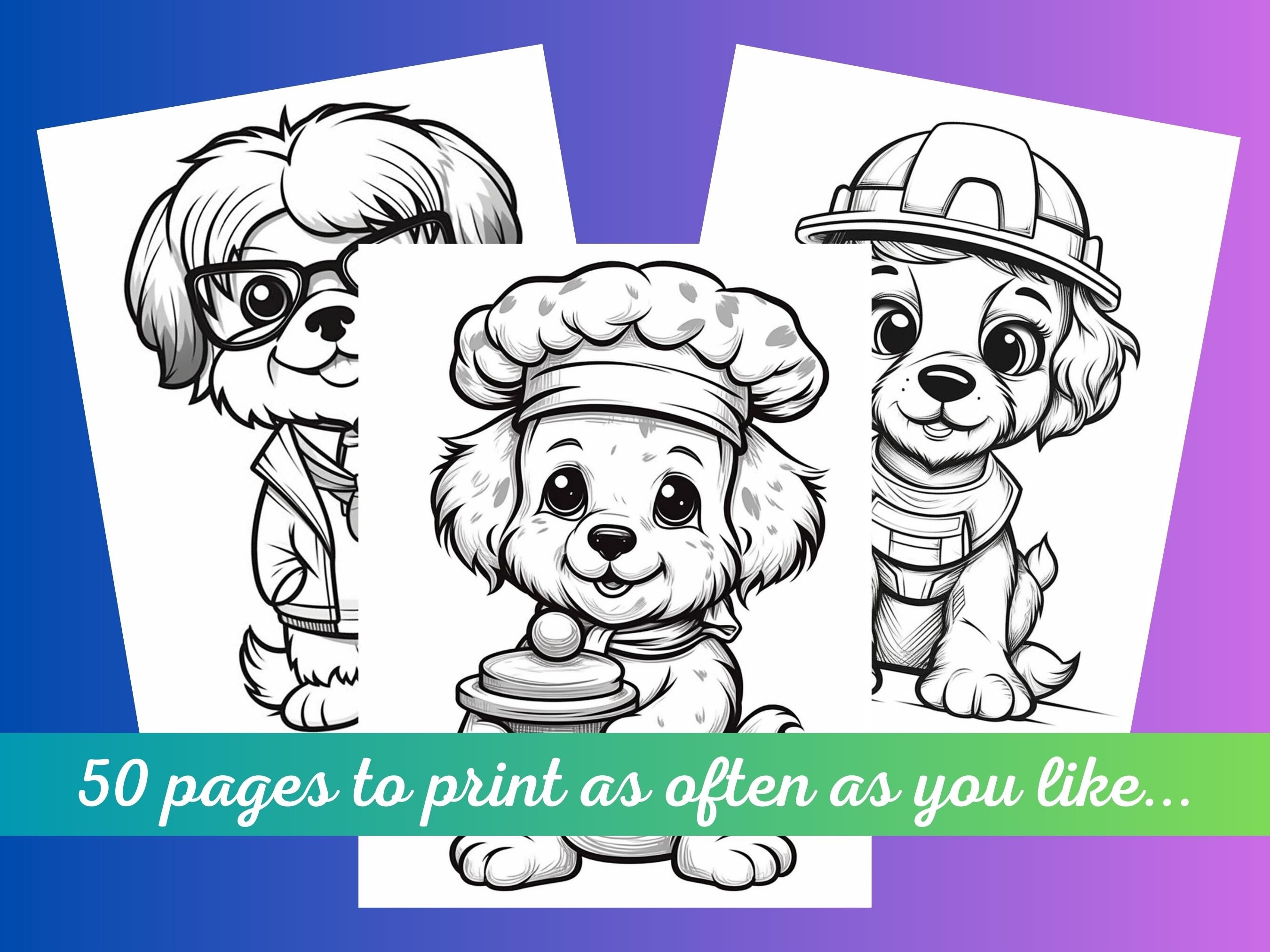 Puppy Dogs Dressed up Creative Coloring Book 50 Pages - Etsy