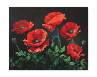 Doek rode klaprozen: hedendaagse bloemenmuurkunst