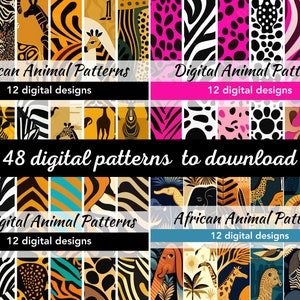 African Animal Pattern Designs African Designs Pattern Bundle | Printable 12