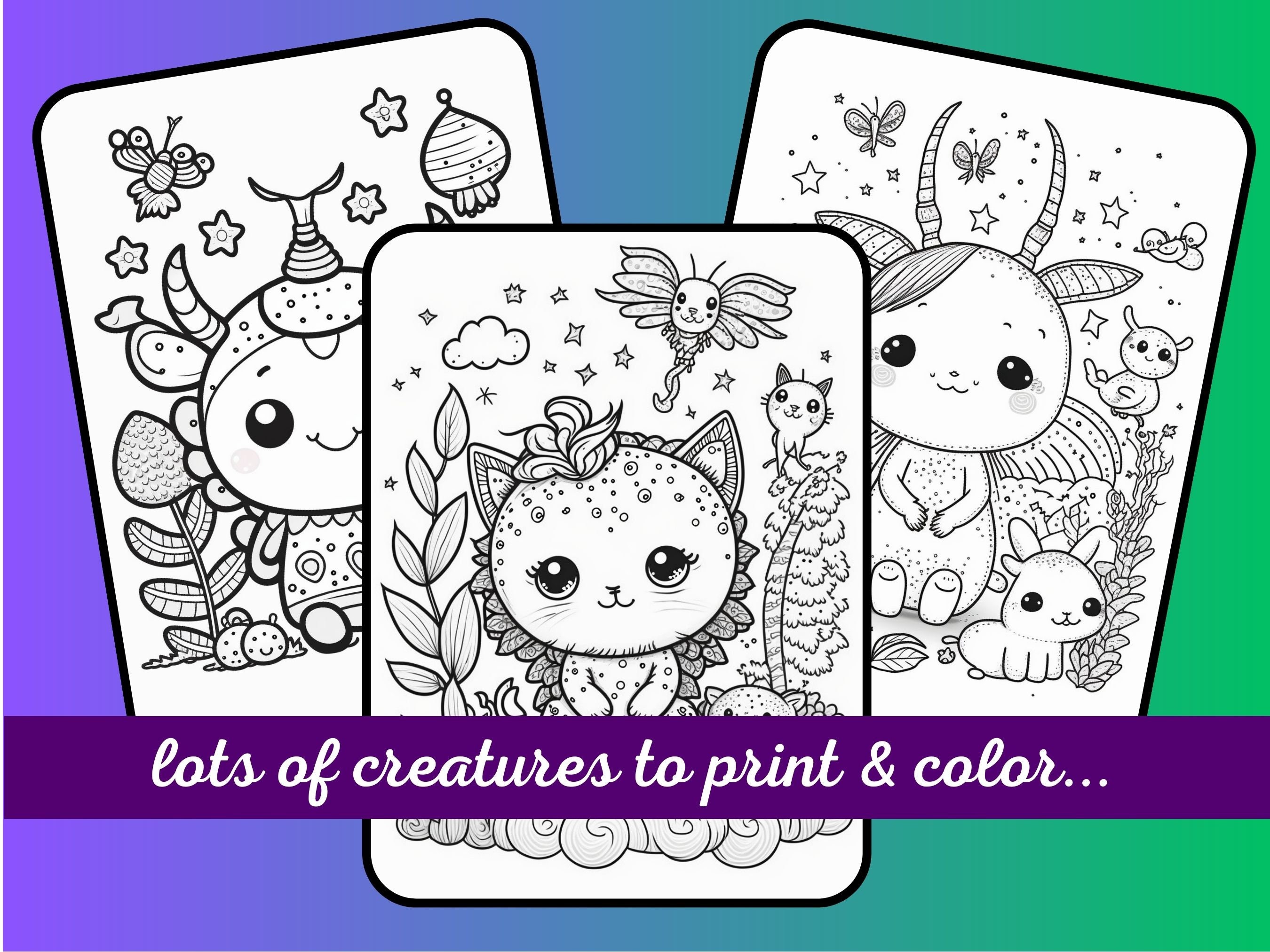 Whimsy Creatures Coloring Book: 60 Printable Pages (PDF & JPG) - Etsy