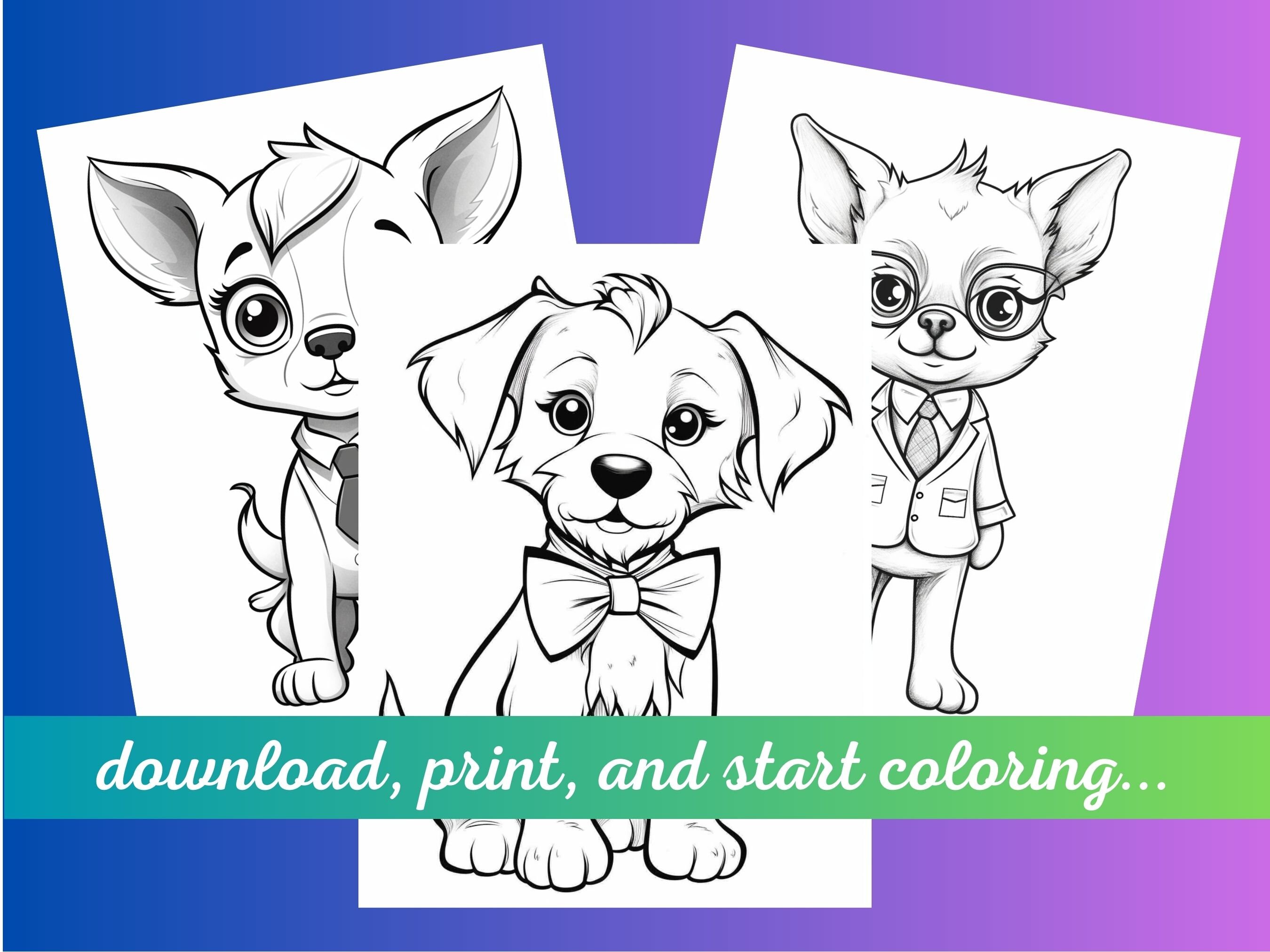 Puppy Dogs Dressed up Creative Coloring Book 50 Pages - Etsy