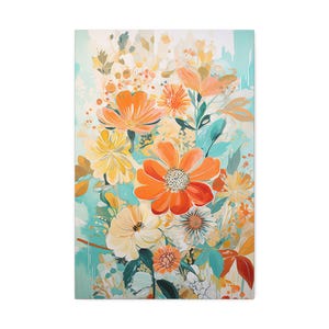Orange & Teal Flower Canvas Print | Contemporary Floral Wall Art