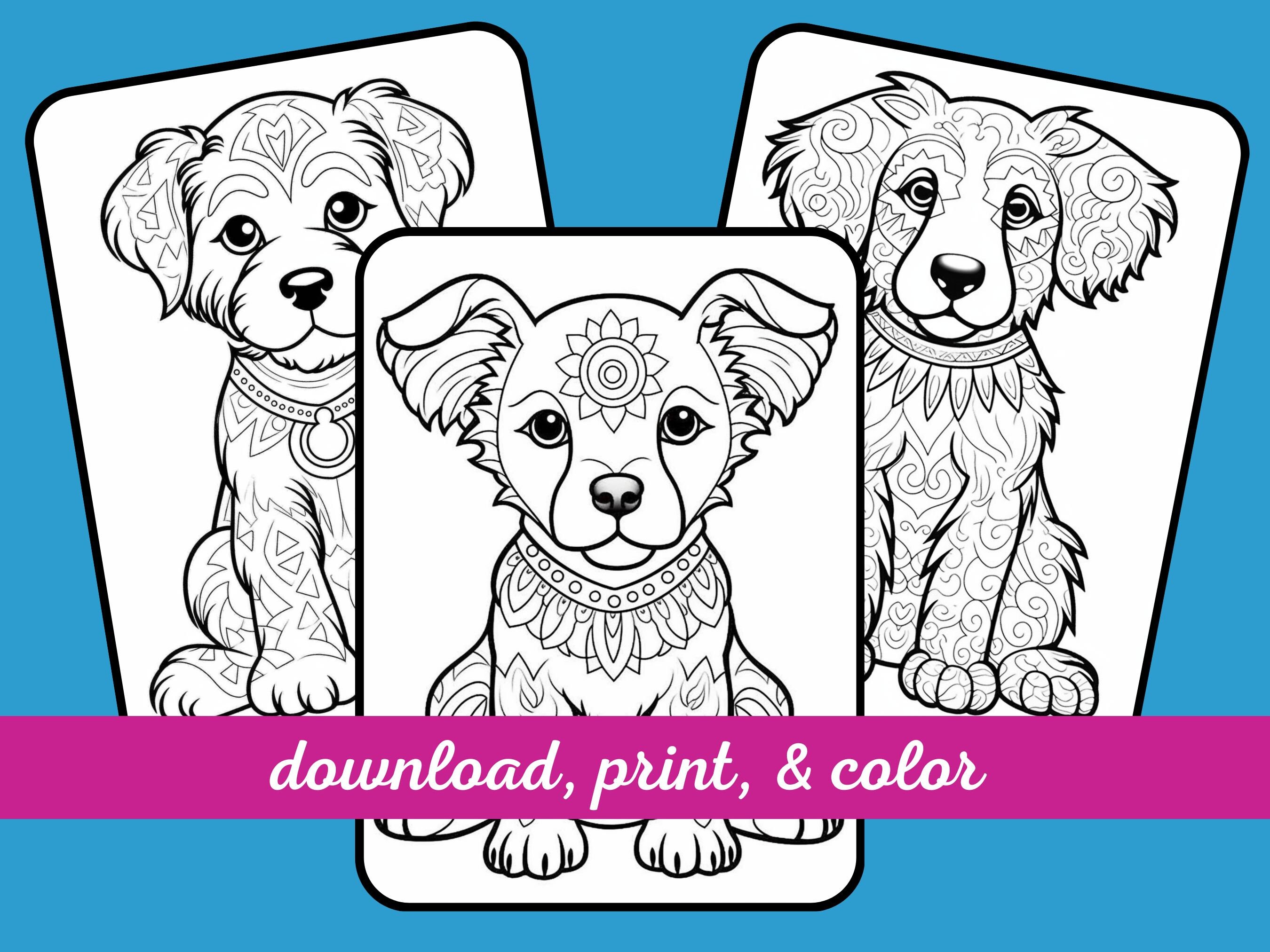 Cute Puppy Mandala Coloring Book Pages 50 Printable PDF & JPG Instant ...