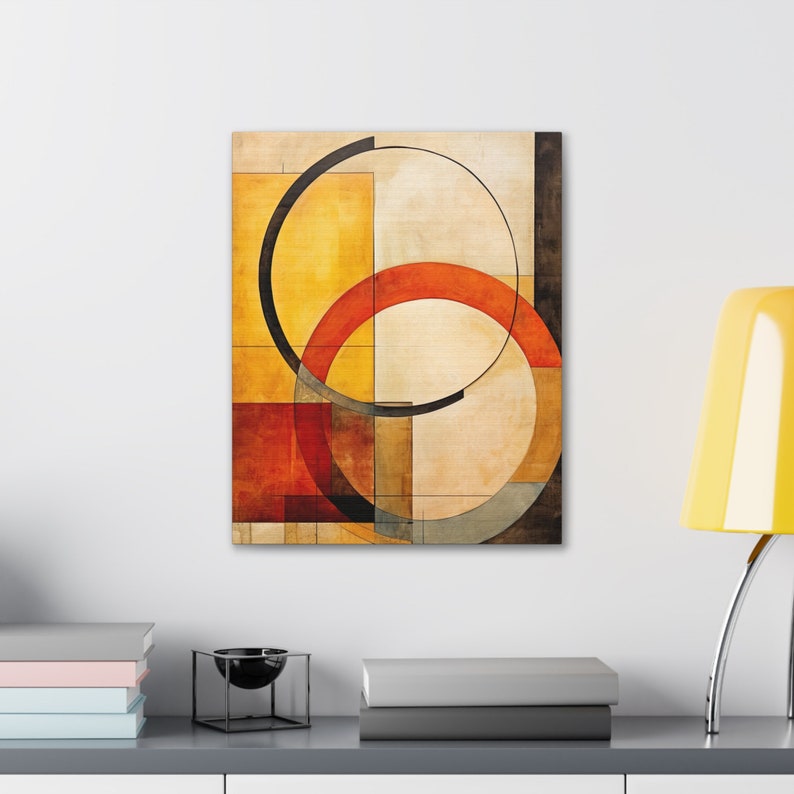 Warm Colors Abstract Circle Art Canvas Gallery Wrap Stretched Canvas 1.