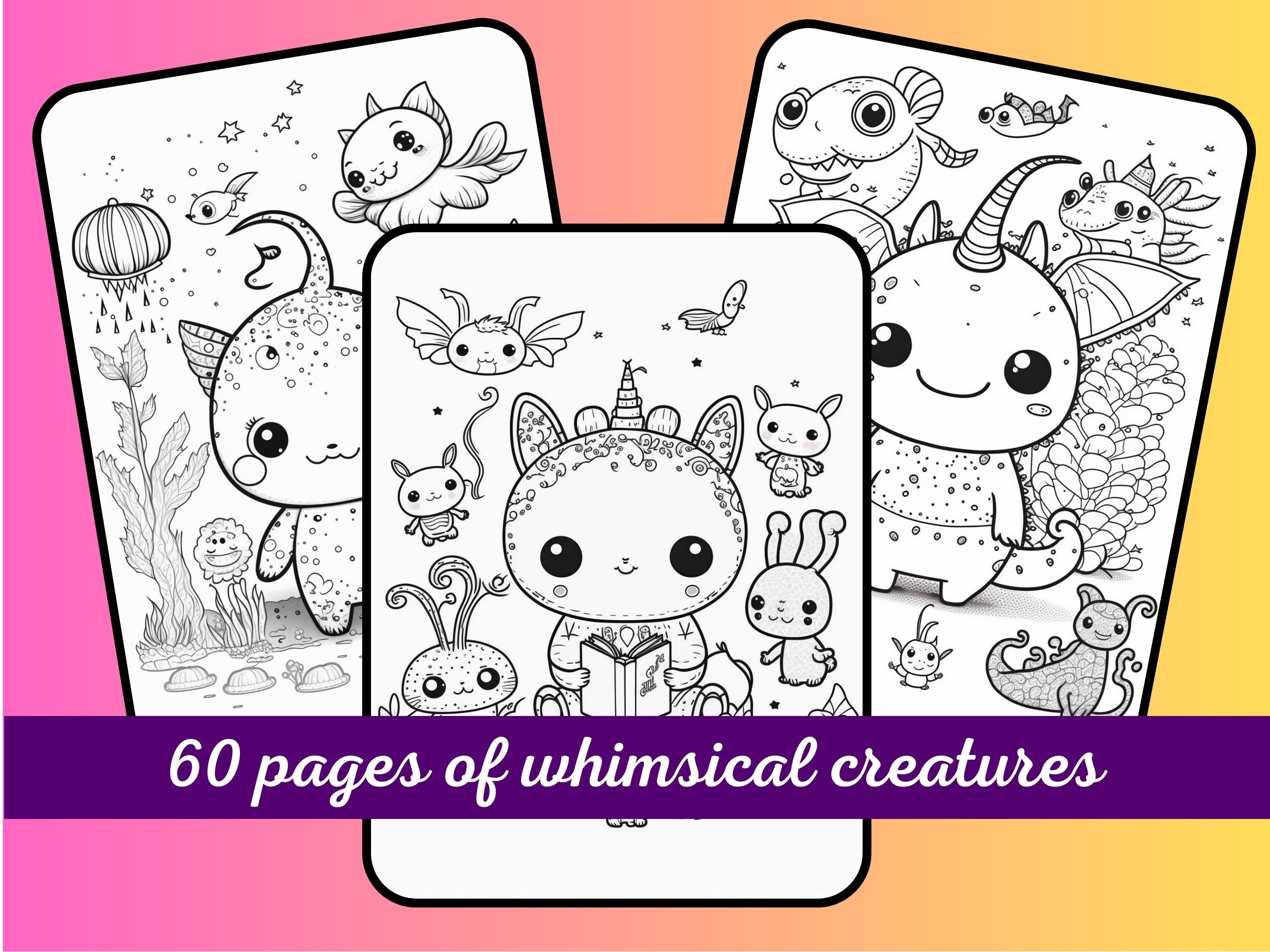 Whimsy Creatures Coloring Book: 60 Printable Pages (PDF & JPG) - Etsy