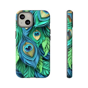 Faux peacock feather phone case 3D