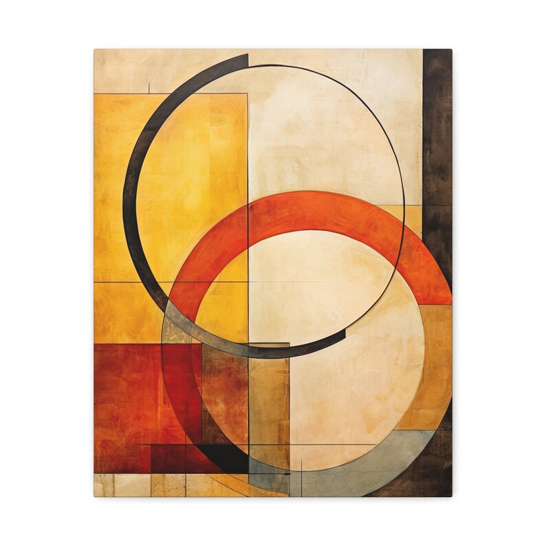 Warm Colors Abstract Circle Art Canvas Gallery Wrap Stretched Canvas 1.