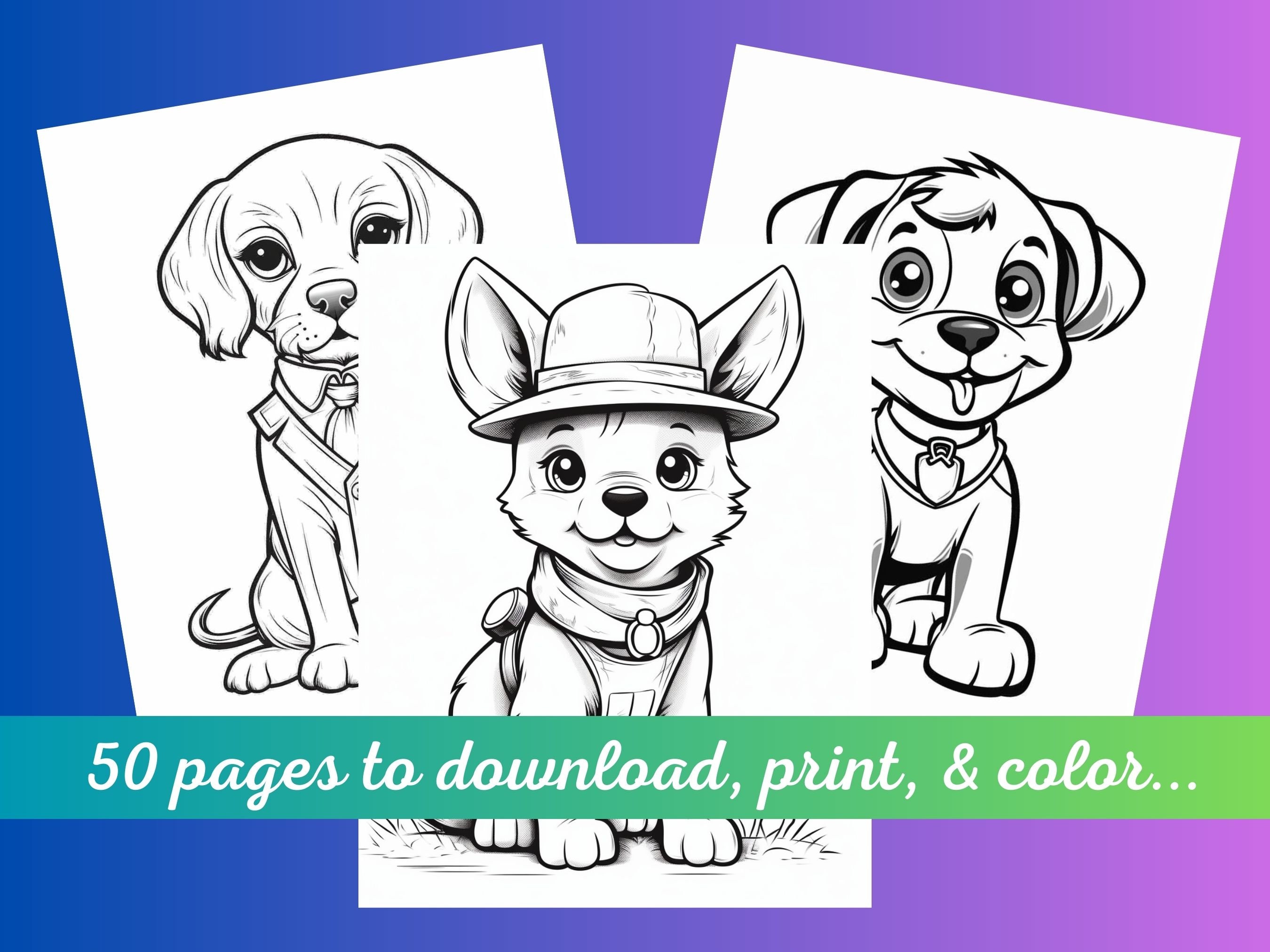 Puppy Dogs Dressed up Creative Coloring Book 50 Pages - Etsy